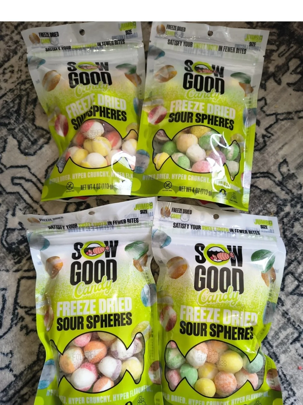 Sow Good Freeze Dried Sour Candy Spheres, 4 oz Pack of 4 BB 01/12/2028